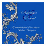 Blue silver wedding anniversary engagement personalised announcement