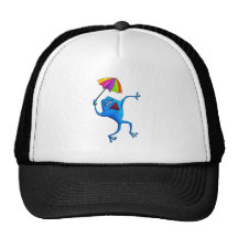 Blue Singing Frog with Umbrella Mesh Hat