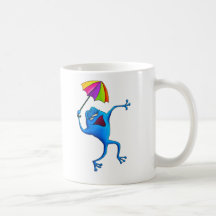 Blue Singing Frog with Umbrella Mug
