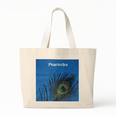 Blue Single Peacock Feather Canvas Bag by Peacocks