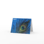 Blue Single Peacock Feather Wedding RSVP Greeting Card
