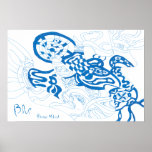 Blue Sketch, abstract Posters