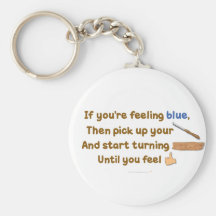 Blue Skew Woodturning Poem Key Chain