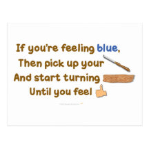 Blue Skew Woodturning Poem Post Card