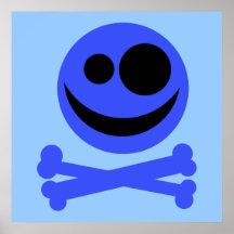 Blue Skull and Crossbones. Poster