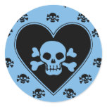 Blue Skull in Heart Sticker