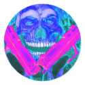 Blue Skull Pink Guns Stickers