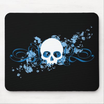 Blue Skull with Spatters and Swirls Use Pad by maliceblue