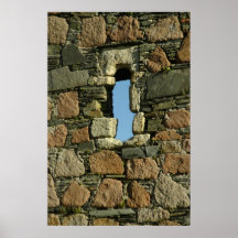 Blue sky through the wall poster