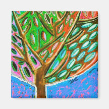 Blue Sky Tree of Life Fridge Magnet