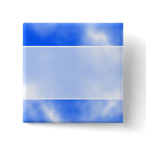 Blue sky with white clouds. pinback button