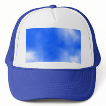 Blue sky with white clouds. mesh hat