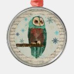 Blue Snow Owl Snowflakes Ornament