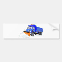Blue Snow Plough Cartoon Dump Truck Bumper Stickers