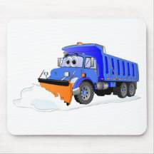 Blue Snow Plough Cartoon Dump Truck Mousemat