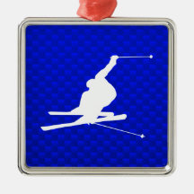 Blue Snow Skiing Christmas Ornament