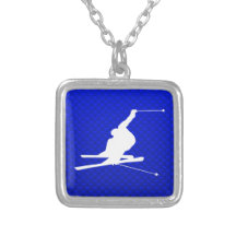 Blue Snow Skiing Necklace
