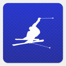 Blue Snow Skiing Stickers