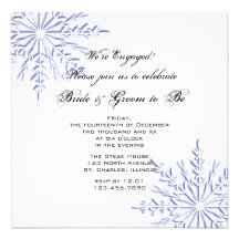 Blue Snowflake Engagement Party Invitation