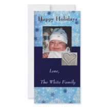 Blue Snowflake Holiday Photo Card