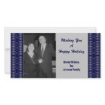 Blue Snowflake Pattern Christmas Personalized Photo Card