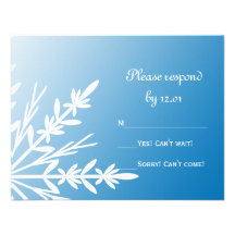 Blue Snowflake Winter Wedding RSVP Response Card Personalized Invitation