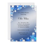 Blue Snowflakes Baby Shower Invitation