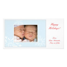 Blue Snowflakes Holiday Photo Card