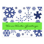 Blue Snowflakes Warm Winter Greetings Post Card