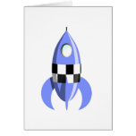 Blue Space Rocket Greeting Card