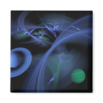 Blue Space Square Magnet