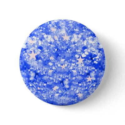 Blue sparkles glitter and stars button