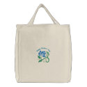 Blue Spring Flower Customisable Embroidered Tote embroidered bags
