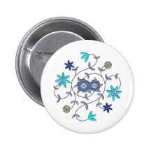 Blue Spring Flower Garden Button