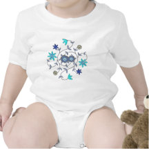 Blue Spring Flower Garden Rompers