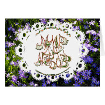 Blue Spring Flowers & Lace Russian Peace&Love Wish Cards