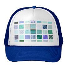 Blue squares mosaic pattern hat