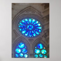 Blue Stained Glass in La Sagrada Familia Posters