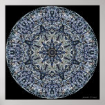 Blue Stained-Glass Mandala Poster