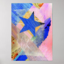 "Blue Star" bordered print