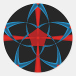 Blue Star Fractal Round Stickers