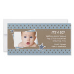 Blue Star Photo Birth Announcement Personalized Photo Card