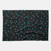 Blue Stars On Black Hand Towels