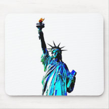 Blue Statue of Lady Liberty Mousepads