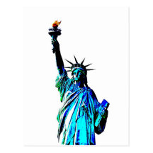 Blue Statue of Lady Liberty Post Cards