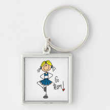 Blue Stick Figure Cheerleader T-shirts and Gifts Key Chains