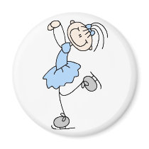 Blue Stick Figure Girl Skater Magnet