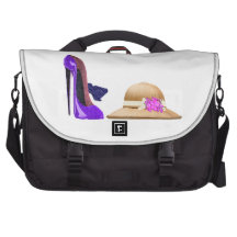 Blue Stiletto Shoes and Hat Art Laptop Bags