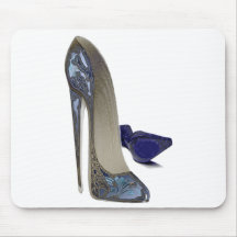 Blue Stiletto Shoes Art Mouse Mat