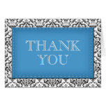 Blue Stitched Damask Thank You Note Cards